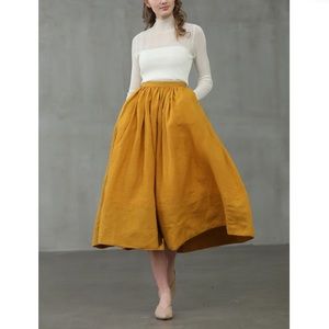 Linen Naive Lavender Purple 100% linen skirt S